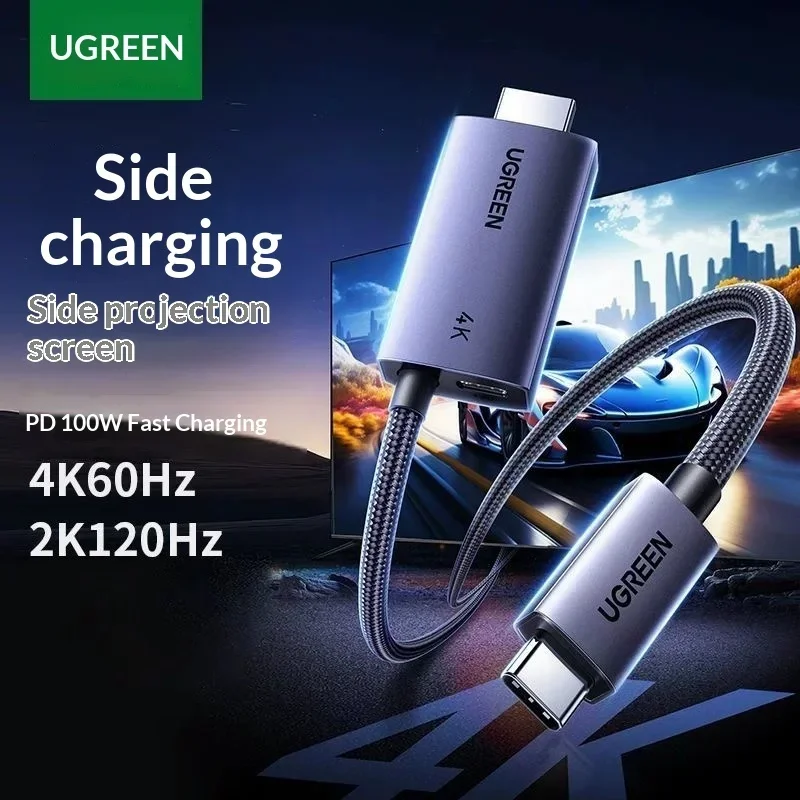 UGREEN CM675 65020 USB-C to HDMI Adapter 4K 60Hz with 100W PD Charging 2m Cable for Laptop Phone and Display