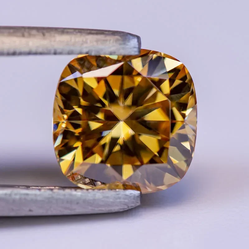 

NEW Moissanite Stone Champagne Color Cushion Cut Lab Grown Diamond For DIY Charms Women Jewelry Making Material With GRA Certifi