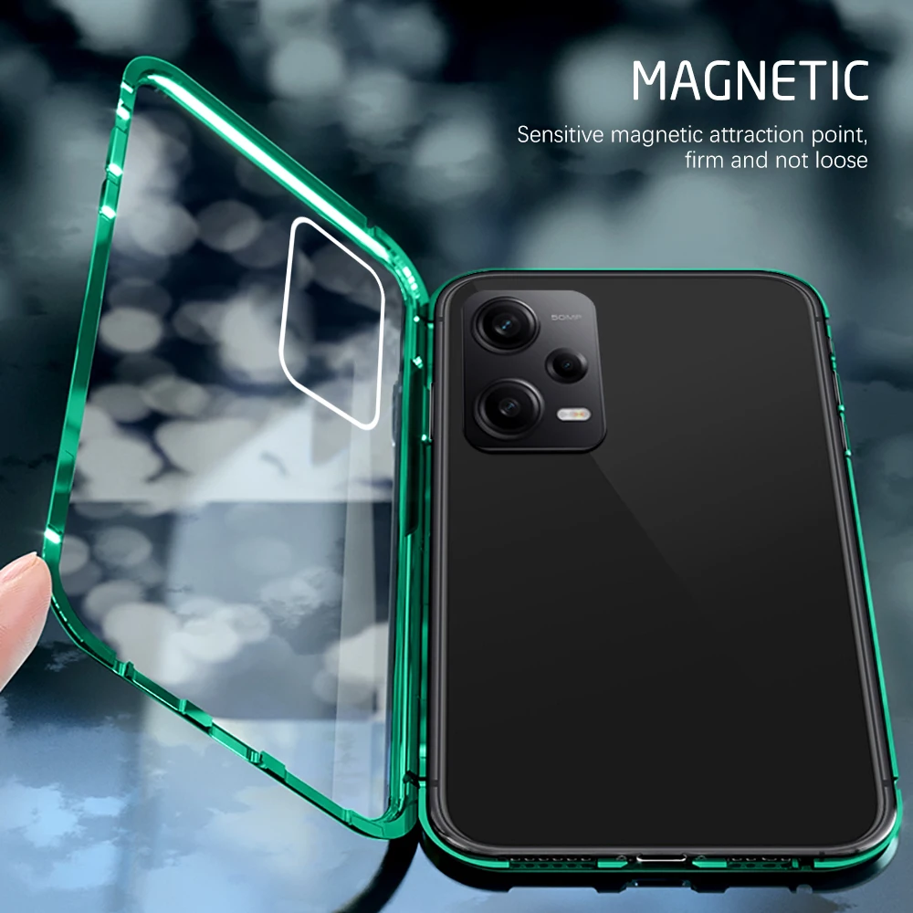 Poko Little X5 Pro Case 360° Full Body Matel Magnetic Flip For PocoX5 Poco X5 Pro X 5 X5Pro 5G Double-Sided Tempered Glass Coque