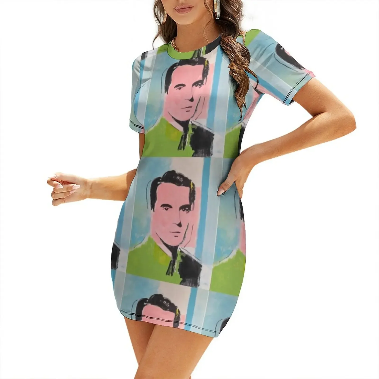 

David Byrne Pop Art Painting- by William Wright - Talking Heads Short-Sleeved Dress women's evening dresses Dress
