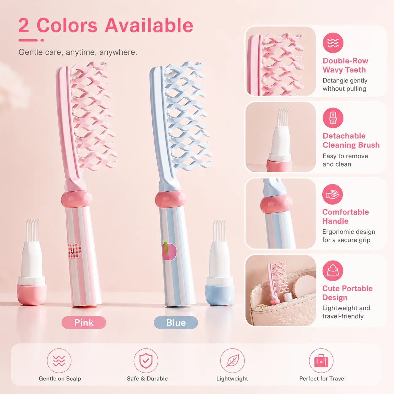 Double Row Perm Hair Comb Fluffy Hairdressing Big Teeth Double Row Comb Shunfa Portable Airbag Massage Comb Women Hair Care