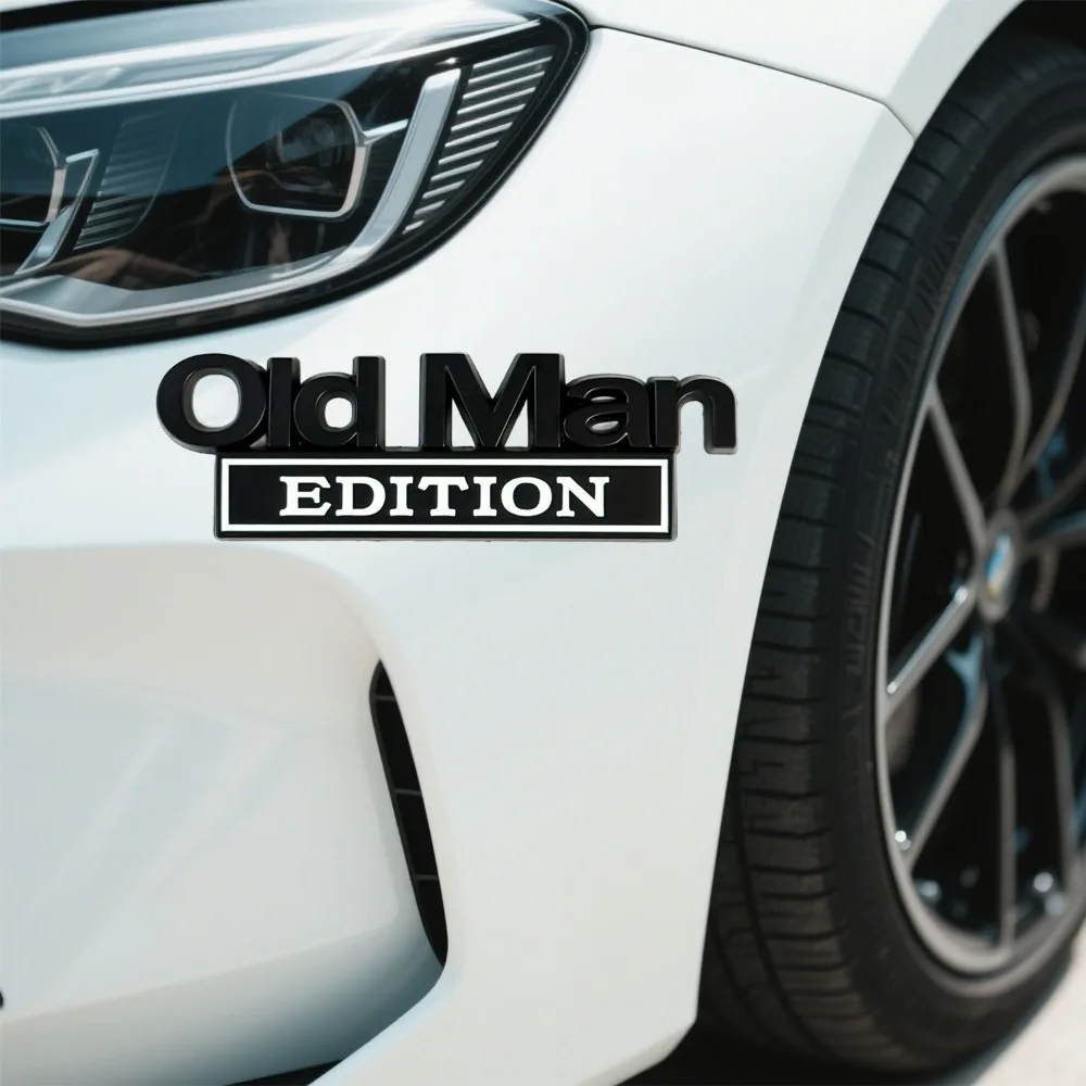 

Old Man Car Sticker 3D Metal Badge Cool Grandpa Emblem Waterproof Decal Universal Car Styling Exterior Decor Auto Accessories