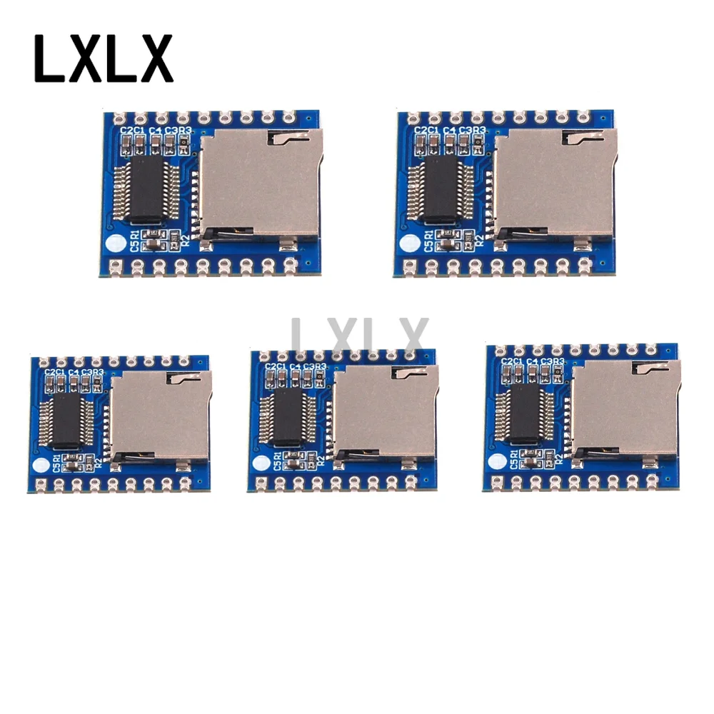 LXLX1  5pcs Serial Control Voice Module Microcontroller IO Control SD/TF Card MP3 Playback Board XY-V17B Power Supply