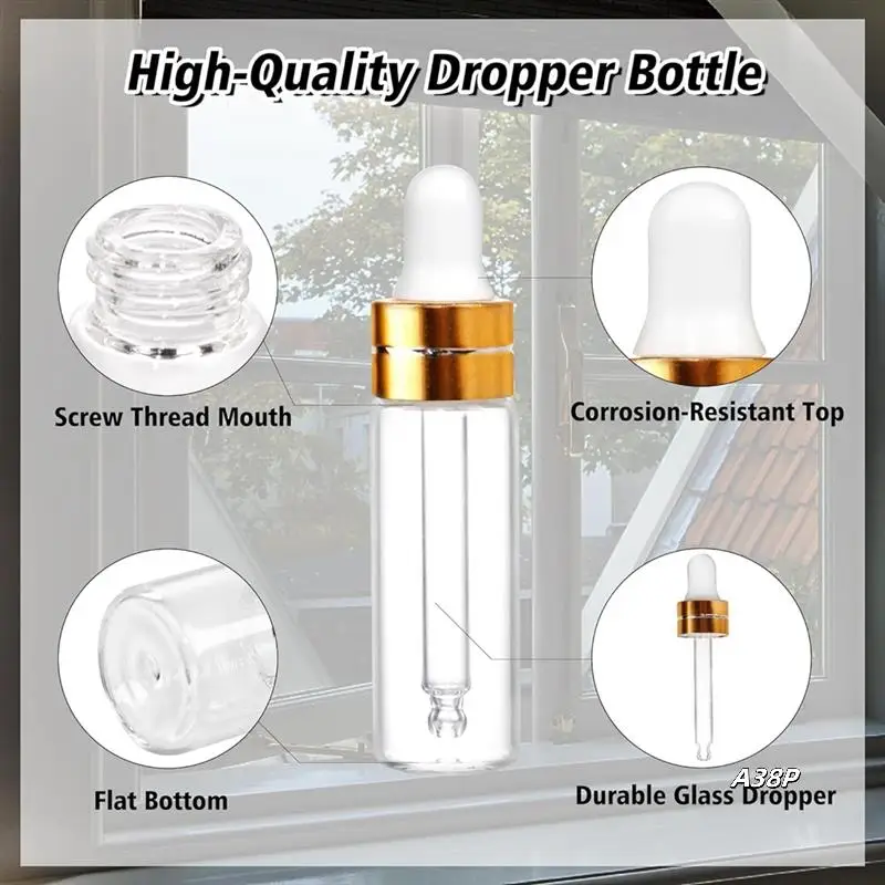 

50 Pack 2Ml Clear Glass Dropper Bottles, Mini Sample Dropper Bottles For Essential Oils Perfume Cosmetic Liquid Easy To Use