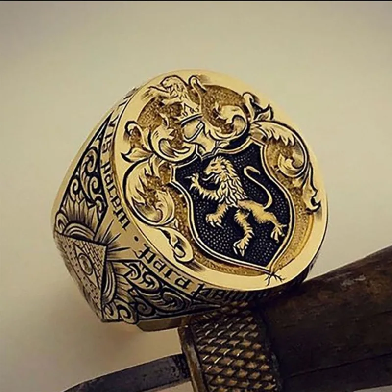S925 Sterling Silver Ring New Lion Engraving Seal Expensive Family Engagement Wedding Anniversary Gift Male