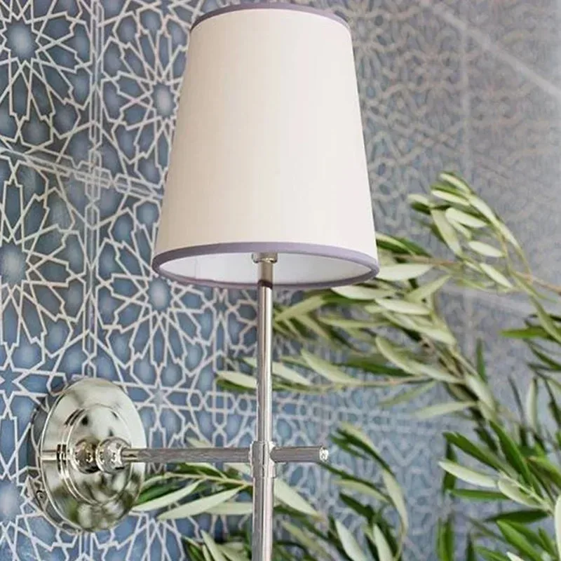 American All Copper Cloth Cover Wall Lamps Restaurant Bedroom Bedside Villa Modern Minimalist Fashion