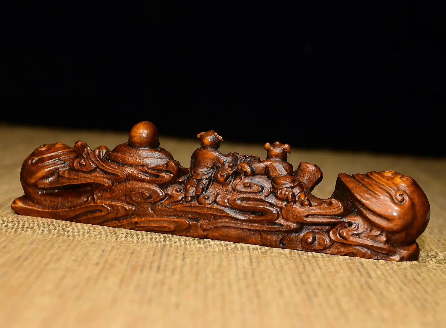 4 "مجموعة معبد التبت خشب البقس القديم مايتريا بوذا الصبي العذراء يجلب الثروة والكنز شاشة روي جمع الثروة