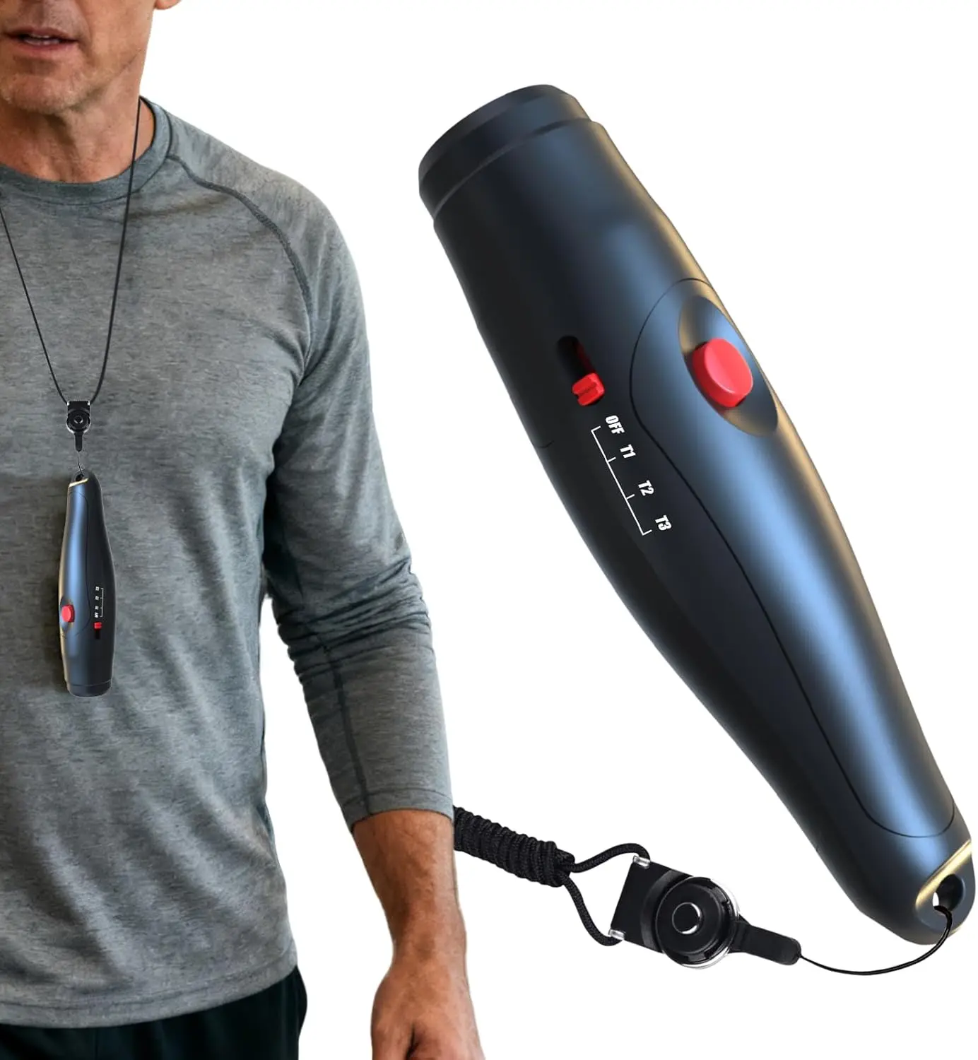 

Электронный свисток с звуковыми эффектами, подходит для занятий спортом на открытом воздухе, контроля дорожного движения, судейства в мячевых видах спорта, дрессировки голубей и других животных.