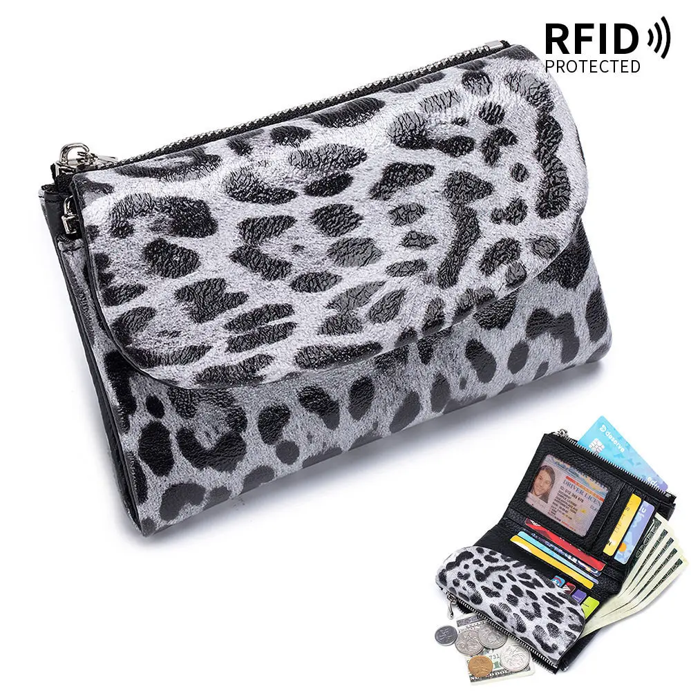 Patchwork Short Genuine Leather Wallet 2026 New Soft Real Cow Leather Purse Woman RFID Card Holder Cowhide Clutch Bag