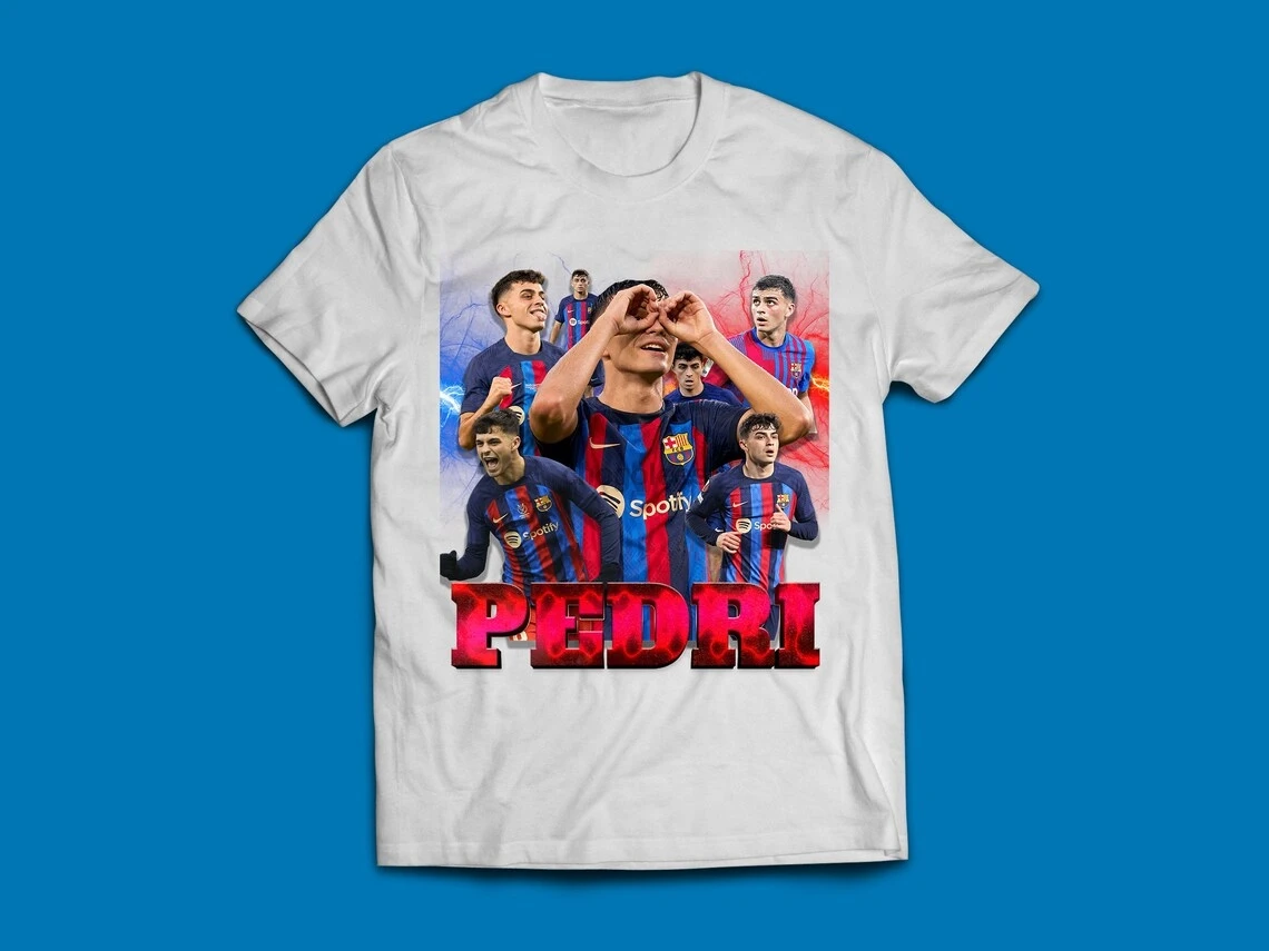 Pedri 90s Style Vintage Bootleg Tee Graphic T-shirt Pedri T-shirt Football T-shirt BarcelonaWorld Cup SpainLaLigaWonderkid