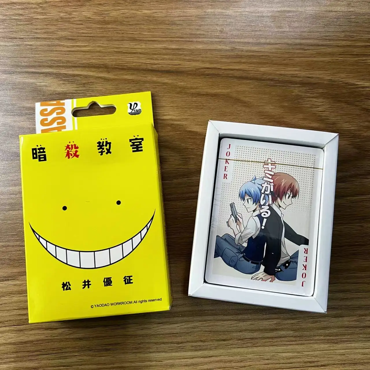 54 Uds. De cartas de Anime Assassination Classroom, cartas de póker, tarjetas de juego de mesa de Cosplay, colección de tapa dura, juguete para regalo con caja