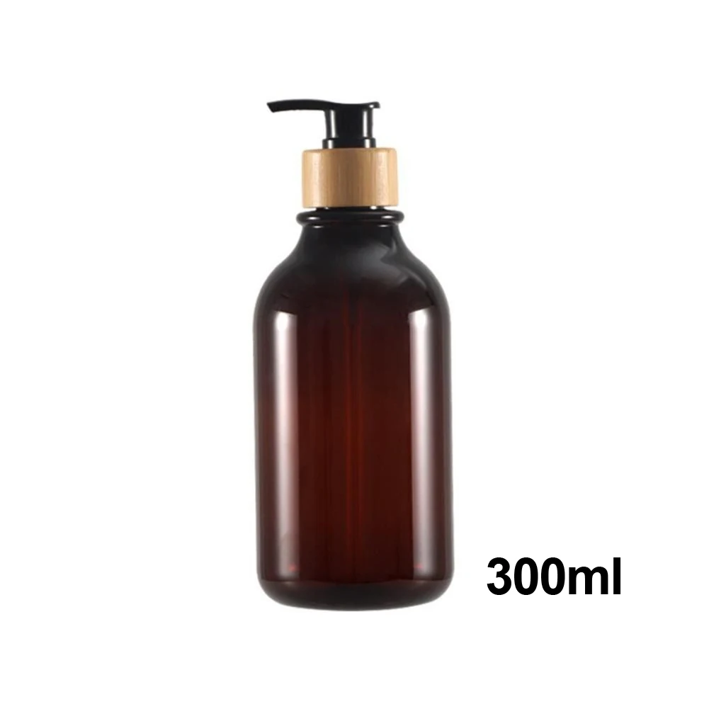 300/500ml Bathroom Soap Dispenser Bottle Shampoo Shower Gel Bottle Press Type Refillable Empty Glossy Bottle Waterproof Labels