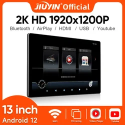 Pantalla táctil para reposacabezas de coche, Monitor con Android 12, 13 pulgadas, IPS, 2K, HD, para asiento trasero, vídeo, música, reproductor de TV, entrada HDMI