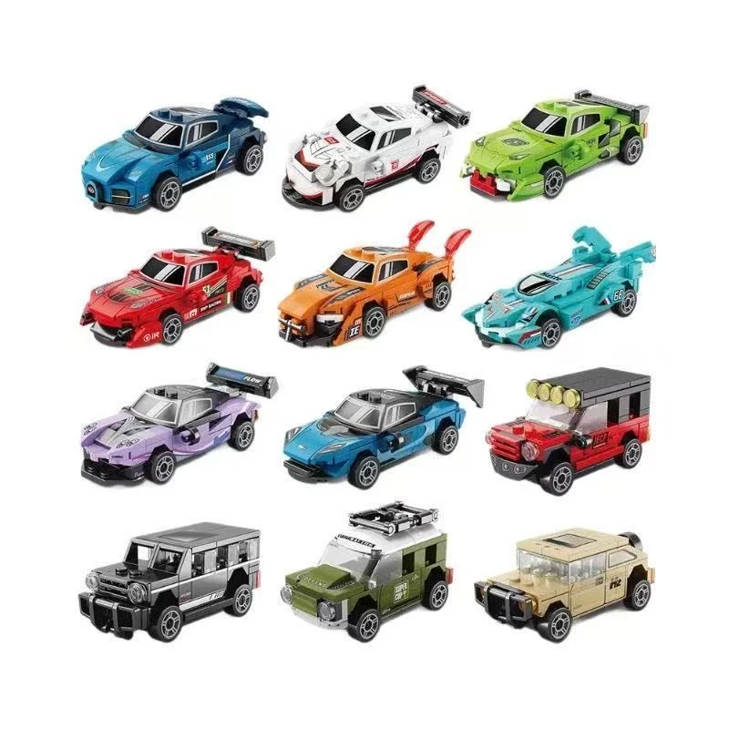 

Four wheel drive Pull-back Inertial Sports Car Building Blocks Model Mini Building Blocks Children's Toys Ornaments