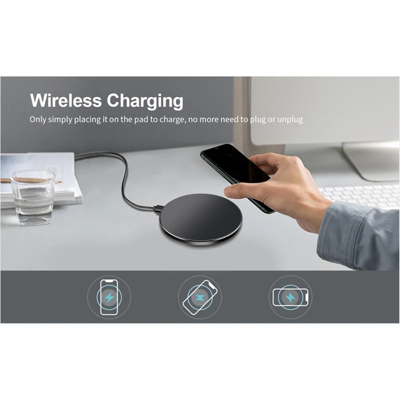 15W Wireless Fast Charger Pad For I Phone 13 12 11 X /Android /TWS Headphones Type C Fast Charging Station