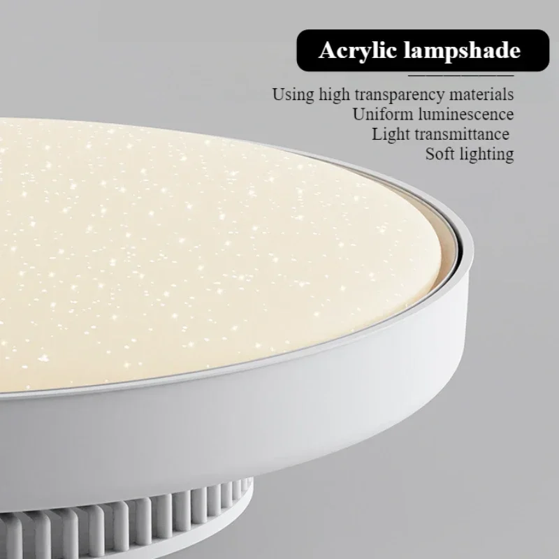 SANDYHA Modern Minimalist Leaf Free Ceiling Fan Light Circular Design LED Lamp for Living Room Lighting Bedroom Decoration Home