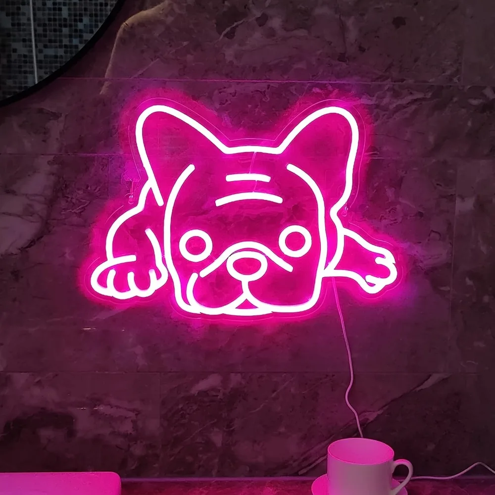 

French Bulldog Puppy Neon Sign Dimmable USB Power Neon Light for Dog Lover Bedroom Living Room Home Cafe Decor Pet Shop Window
