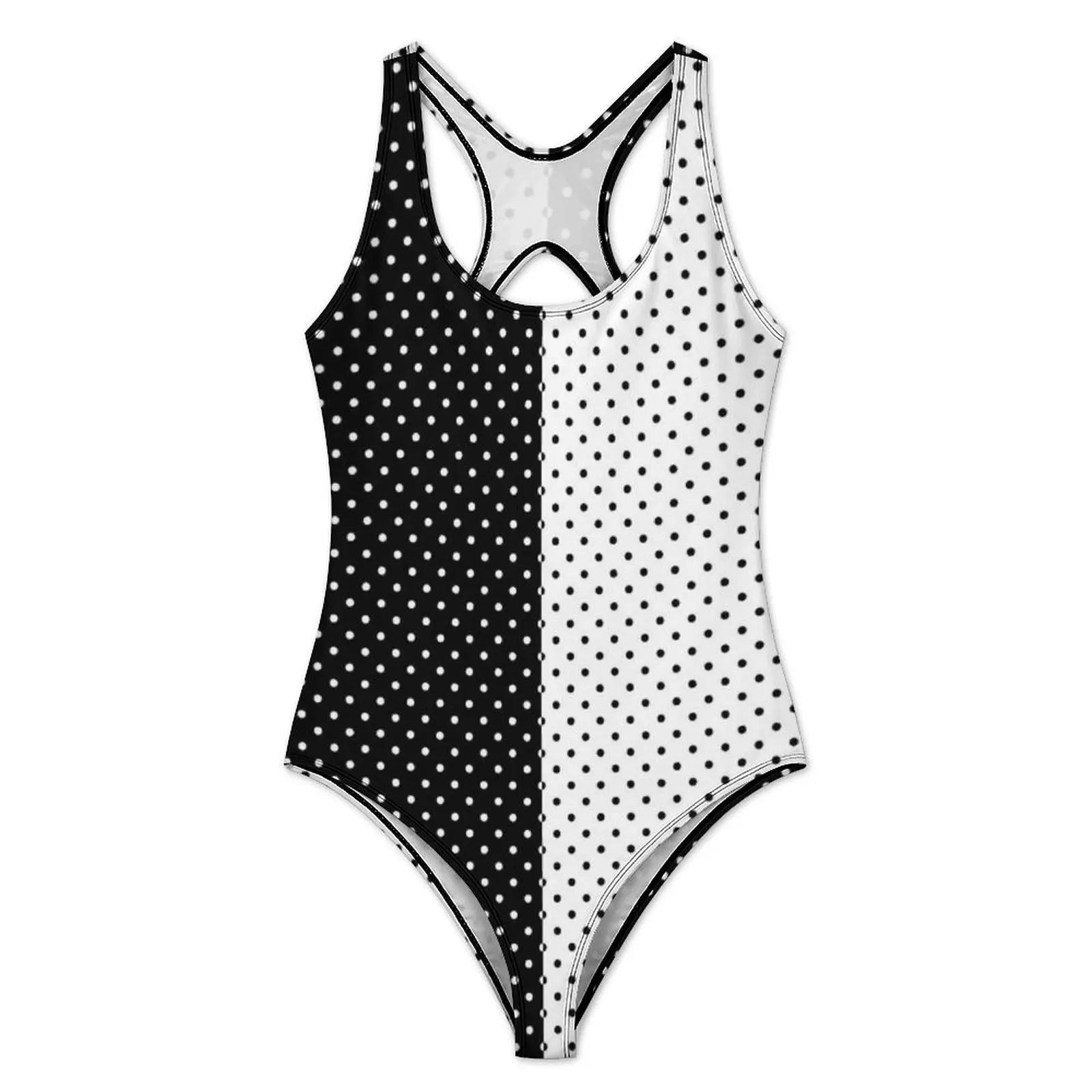 Black And White Two Tone Swimsuit Retro Polka Dot Push Up Swimwear One-Piece Holiday Surf Bathing Suit Bodysuit Sexy Beachwear