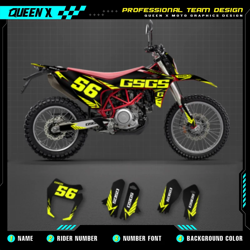 

Queen X MOTOR Custom Team Graphics Backgrounds Decals Stickers Kit For GASGAS GAS GAS 2022 2023 2024 SM 700 ES 700 001