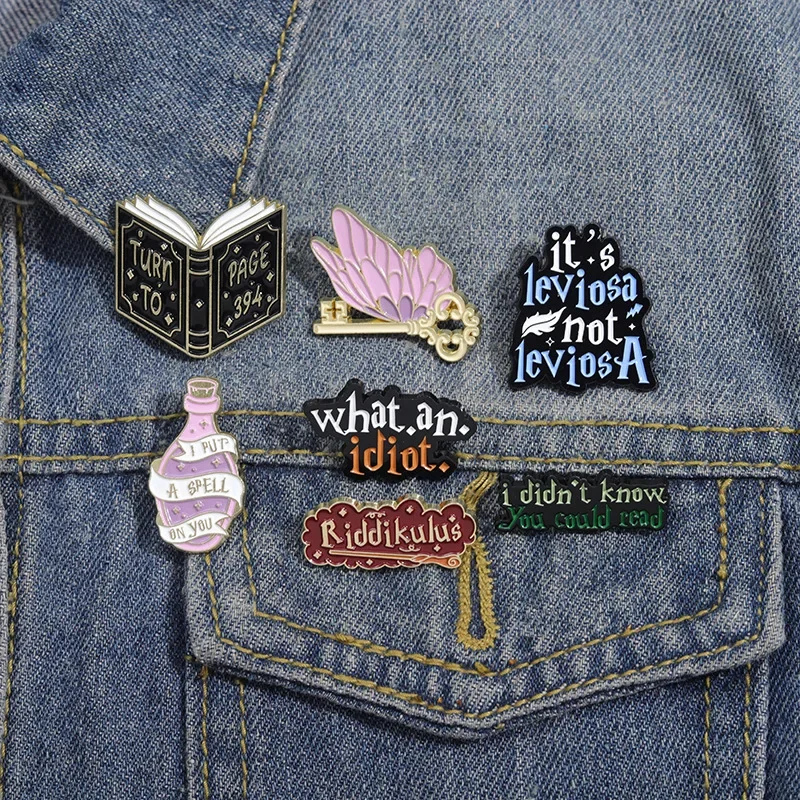 Magic Broom Enamel Pins My Broom is in The Shop Brooches Lapel Metal Badges Funny Jewelry Gift for Kids Friends Wholesale