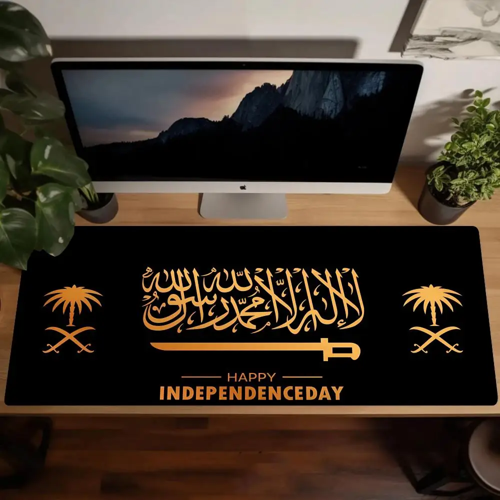 New Kingdom Of Saudi Arabia Flag Mouse Pad Aesthetic Anti-slip Rubber Edge Lock Keyboard Pad For E-sports All Size 1200x600mm