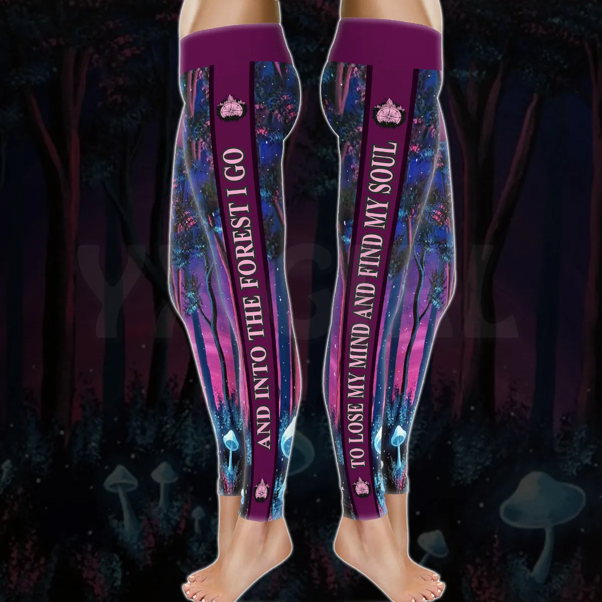 YX GIRL Women's For Girl  Purple Leggings Camping 3D Printed Leggings Sexy Elastic Female Skinny Leggings Gothic Yoga Leggings