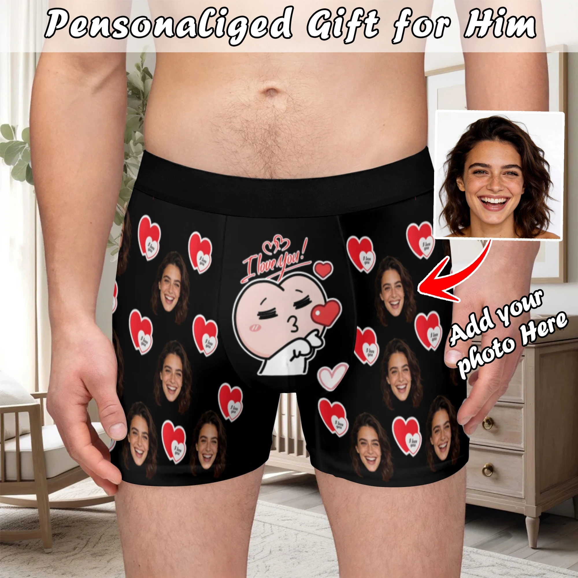 Personalized facial photo customization flat underwear customization men's Valentine's Day gift for husband gift for father