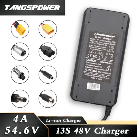 TANGSPOWER 54.6V 4A Smart Charger For Kugoo C1/G2/M4 13S Li-ion Battery Pack-Fast Charge with Cooling Fan, CE/FCC/UL Certified