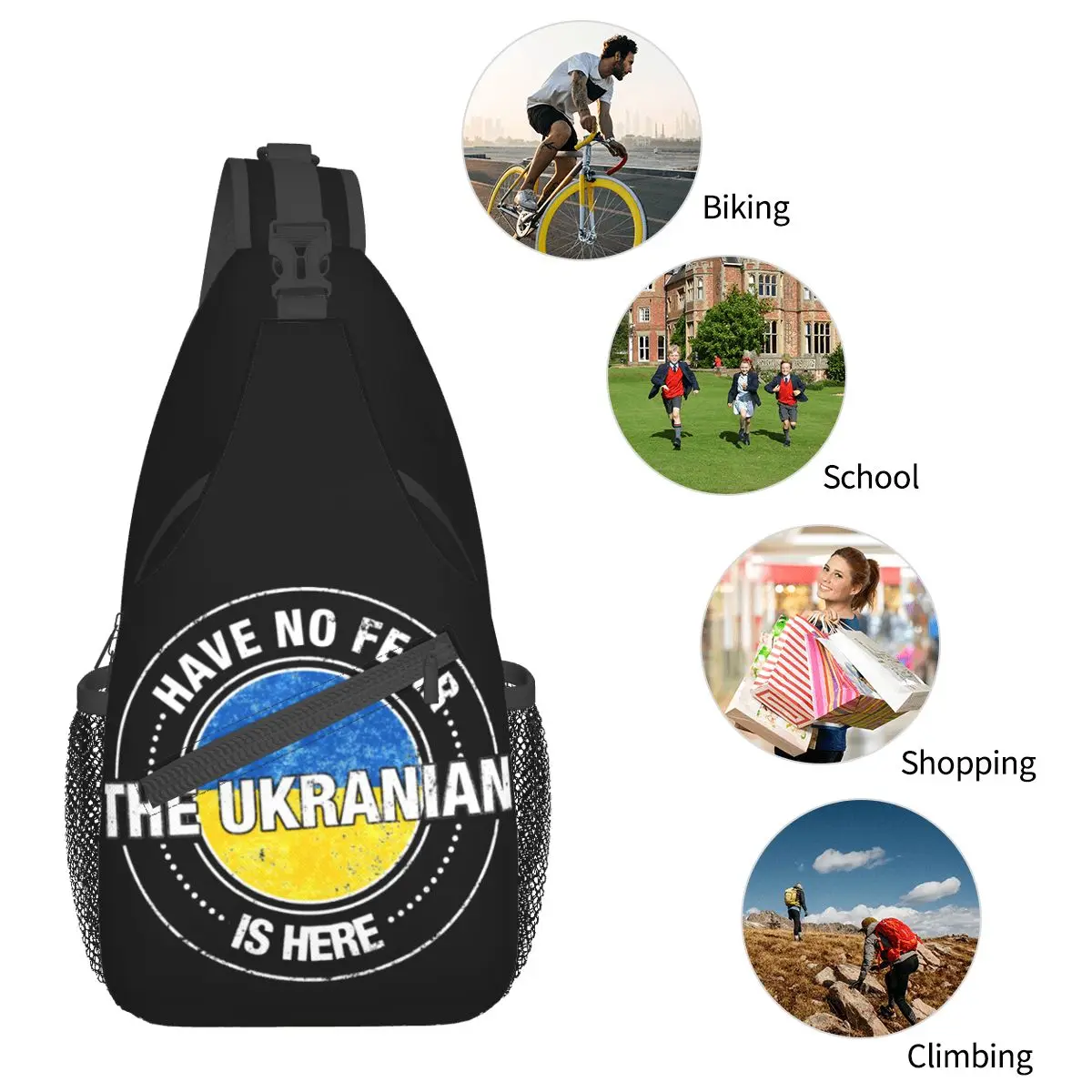 The Ukrainian Is Here Sling Bag Chest Crossbody Shoulder Sling Backpack Travel Hiking Daypacks Have No Fear Cool Satchel