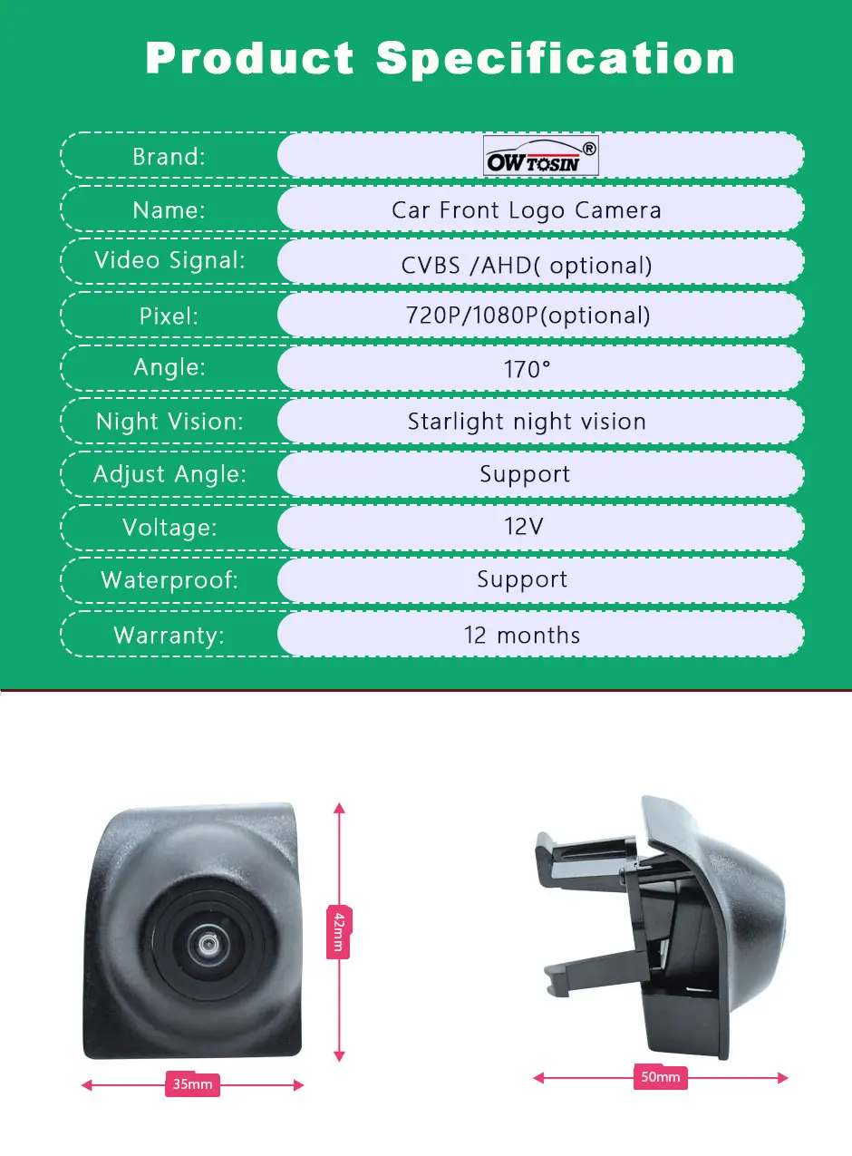 Автомобильная парковочная камера CVBS/AHD 1080P «рыбий глаз» для BMW 1 серии F52 2017 2018 2019 2020 2021 2022 2023 Камера с передним логотипом