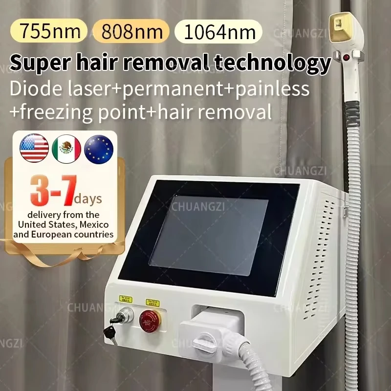 2024 CE 3 Wavelength 755/808/1064nmProfessional Diode lce Titanium LaserBody Hair Removal Machine for SalonEpilator