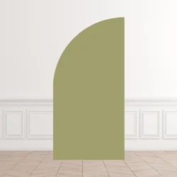Mehofond Custom Half Arched Wall Backdrops White Blue Birthday for Kids Party Decor Solid Color Round Top Spandex Covers Photo