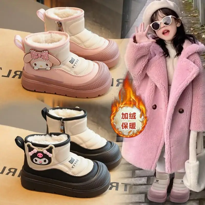 

Популярные модные хлопковые сапоги Sanrio Girl Kuromi Kawaii, студенческие зимние теплые утепленные детские нескользящие зимние сапоги с героями мультфильмов, новый стиль