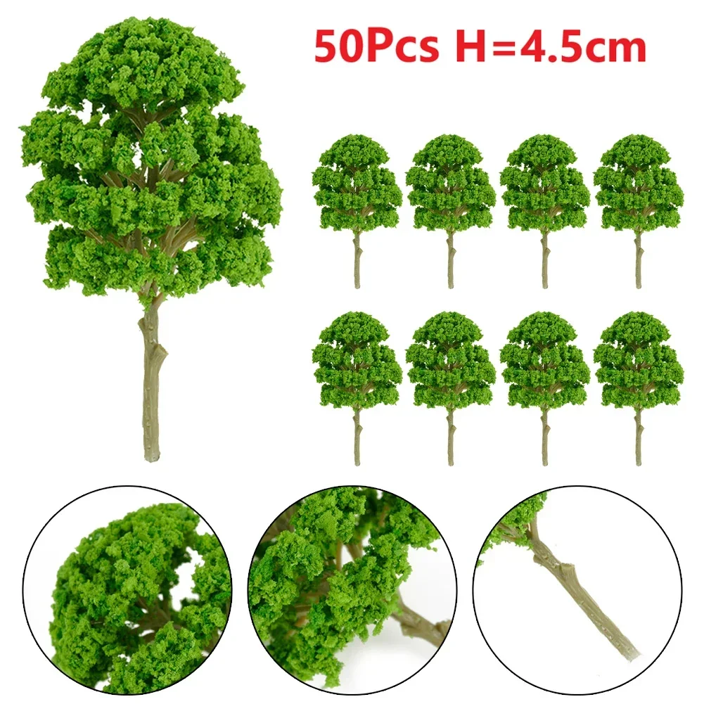 50pcs Assorted Model Tree Train Park Railway Architecture Scenery Layout O Scale Tree Scenery Landscape Toys Festive Party Decor