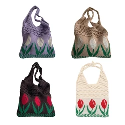 Stylish Knitted Tote Bag Fashionable Shoulder Bags for Women Braid Handbag with Artistic Charm