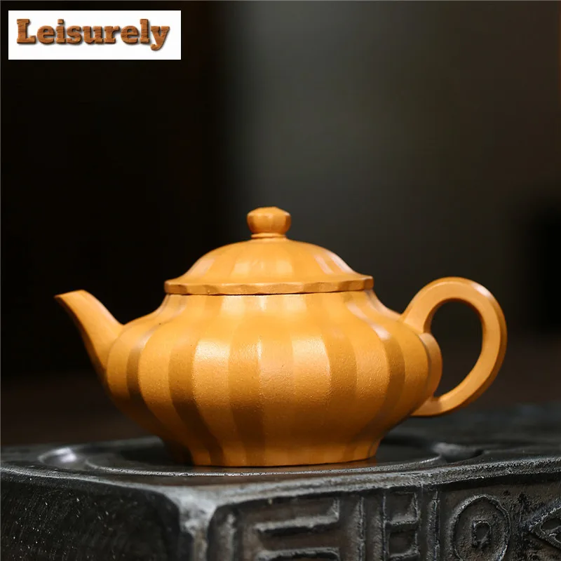 

250ml Retro Yixing Purple Clay Teapots Handmade Pot Raw Ore Gold Section Mud Kettle Chinese Zisha Tea Set Tea Services Supplies