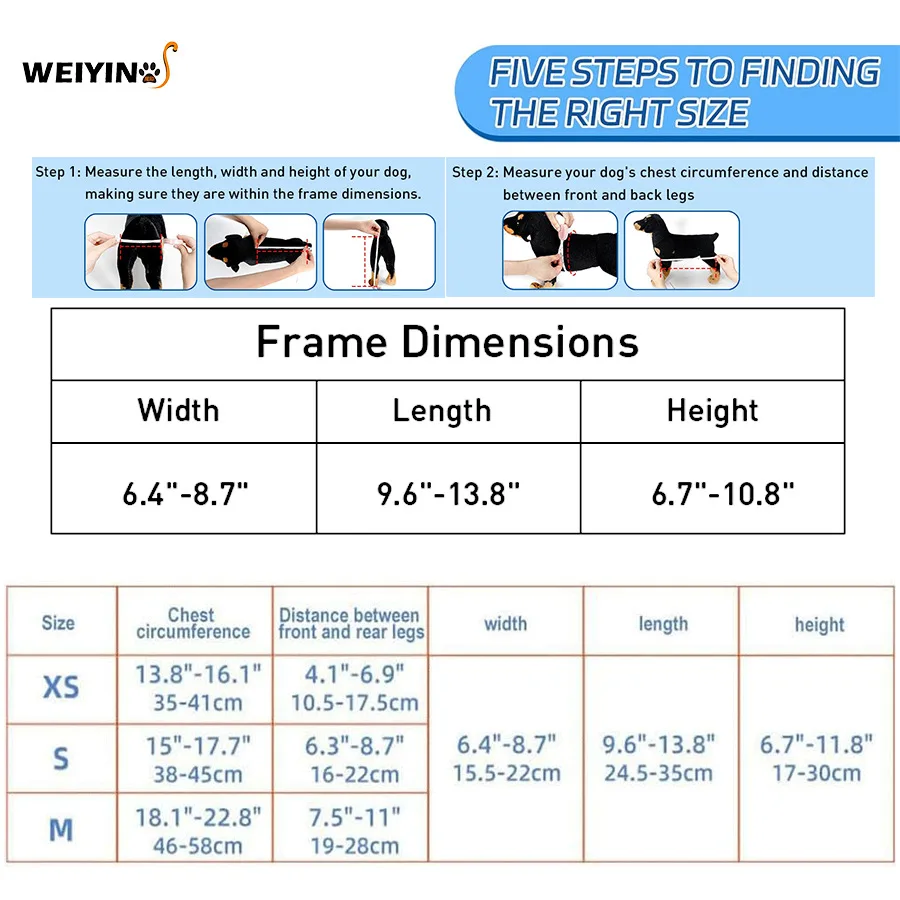 Rehabilitation Wheelchair Support Cart for Disabled Pet Dog Cat