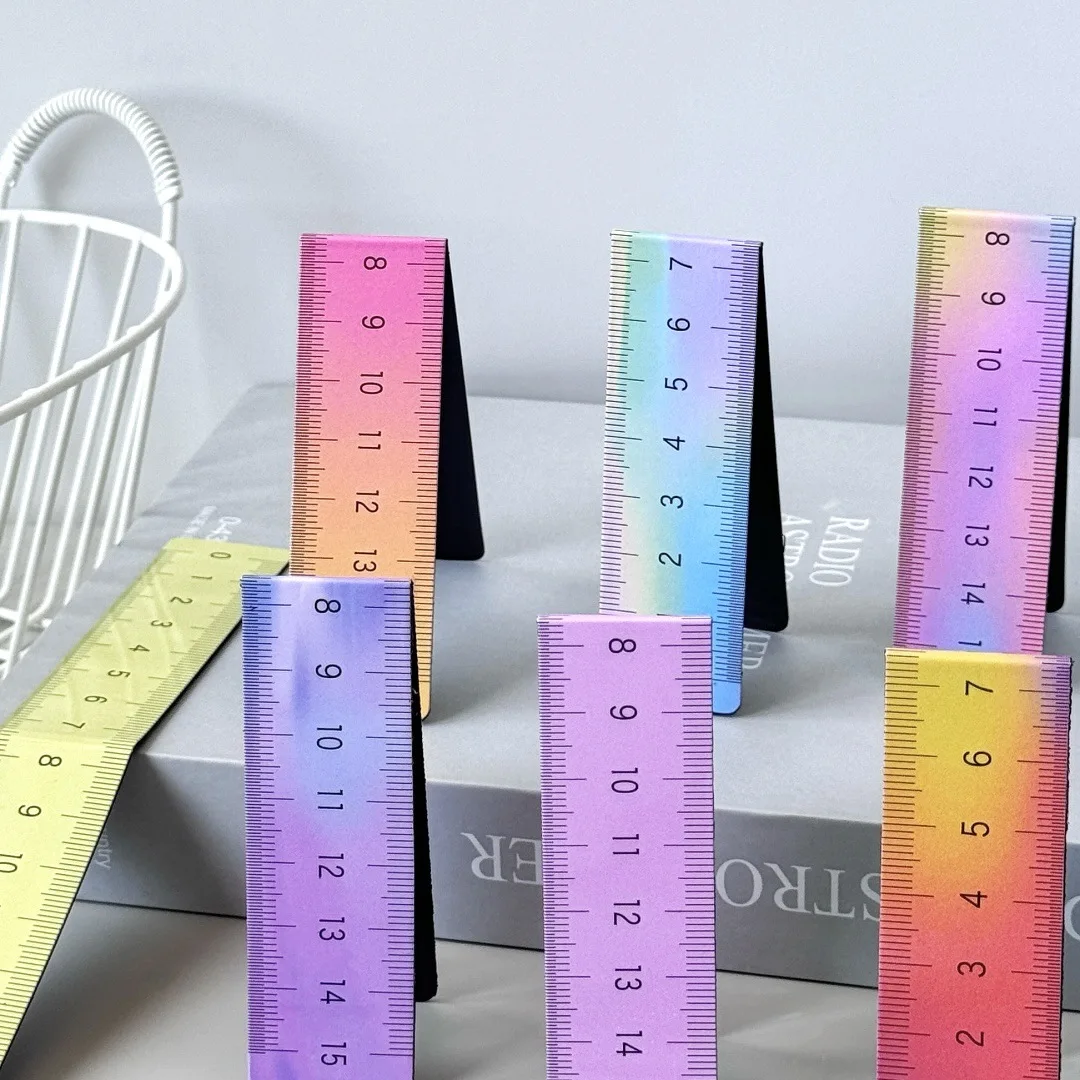 4pcs Multifunctional Magnetic Folding Ruler & Book Page Holder-Magnetic Base- Heavy-Duty CM/Inch Measurements for Office, School
