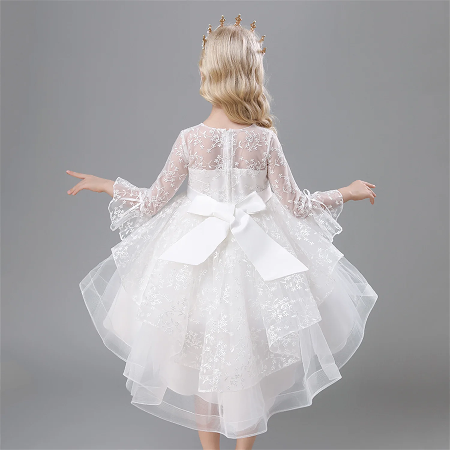 Flower Girls Princess Dresses Baby Wedding Christmas Party Trailing Dress Teenager Children Kids Elegant Vestidos For 3-12Years