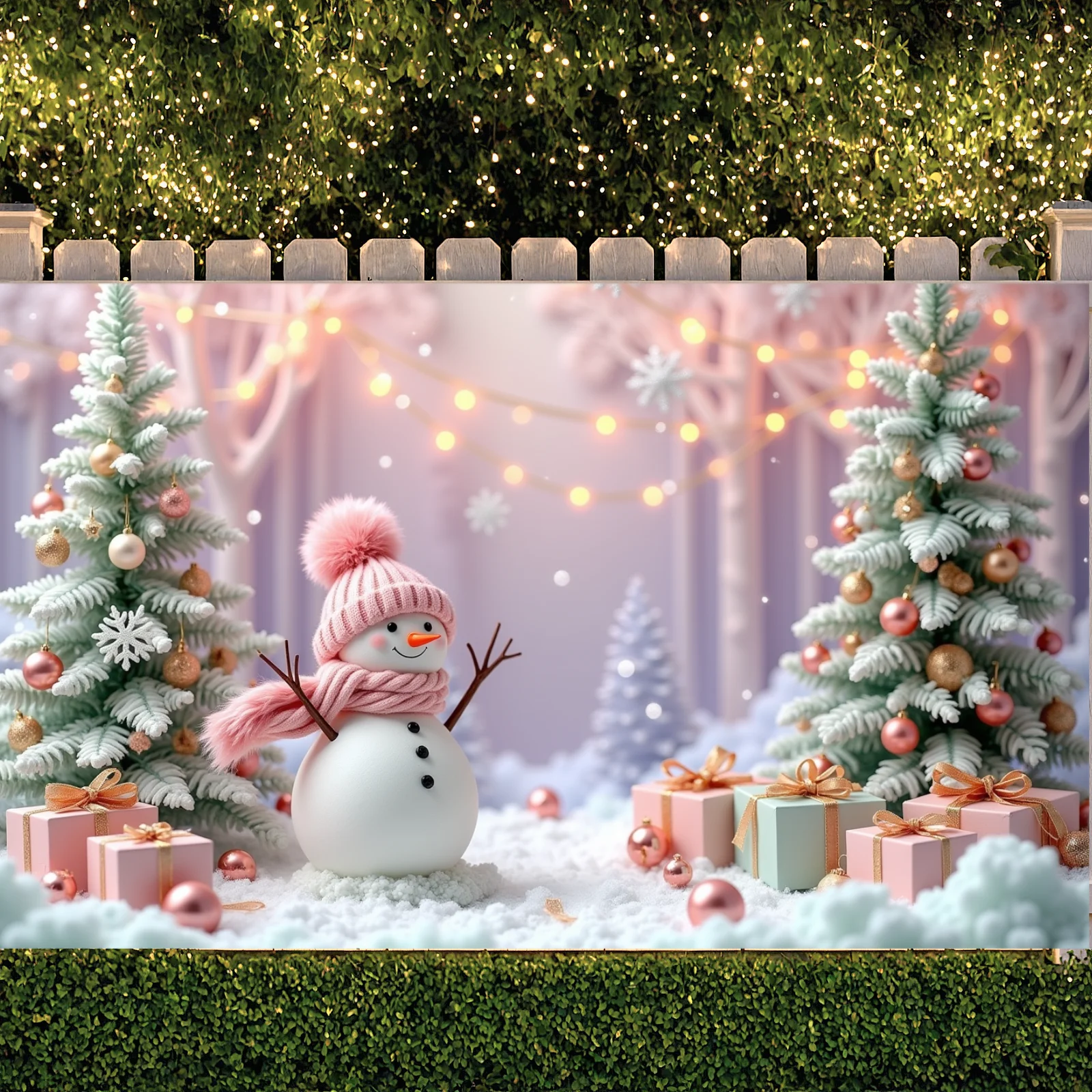 Xmas Display Festive Lighting Holiday Backdrop Xmas Background Snowflake Pattern Winter Banner For Christmas Celebration Festive