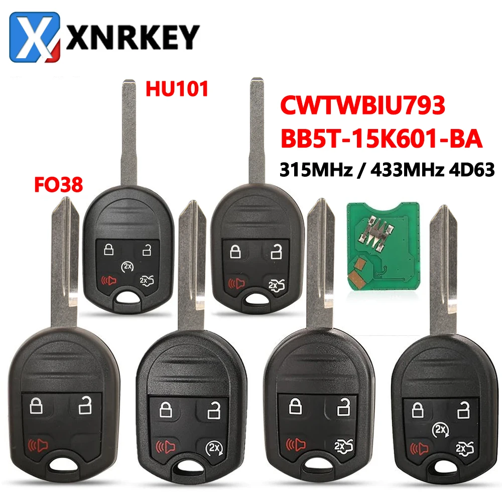 

XNRKEY CWTWB1U793 Remote Key For Ford Edge Escape Expedition Explorer Flex Fusion Mustan 2011-2013 With 3/4/5 Button 315MHz 4D63