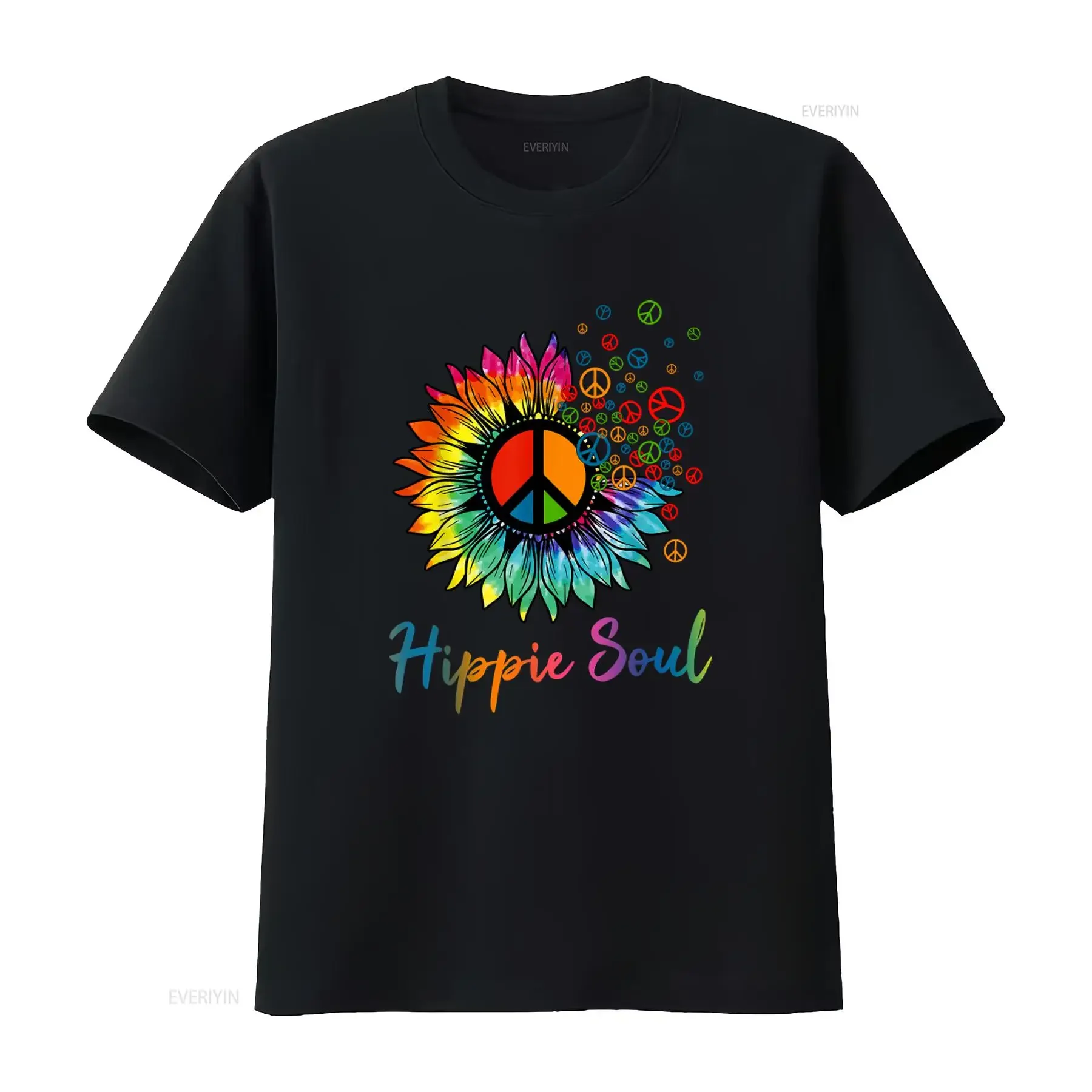 Vibrant Hippie Soul T Shirt with Peace Sign and Retro Flower Design Perfect for Love Life Daisy Lovers vintage Washed fashion