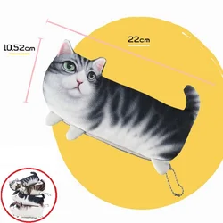 Large Capacity Creative Lovely 3D Simulation Cat Pen Bag Funny Stationery Bag Learning Office Supplies Pencil Case Storage Bag