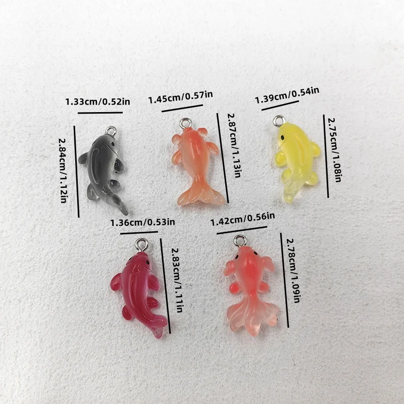 10pcs European Little Goldfish Charms for Jewelry Making Handmade Animal Fish Pendants Crafts DIY Earring Keychain C1627