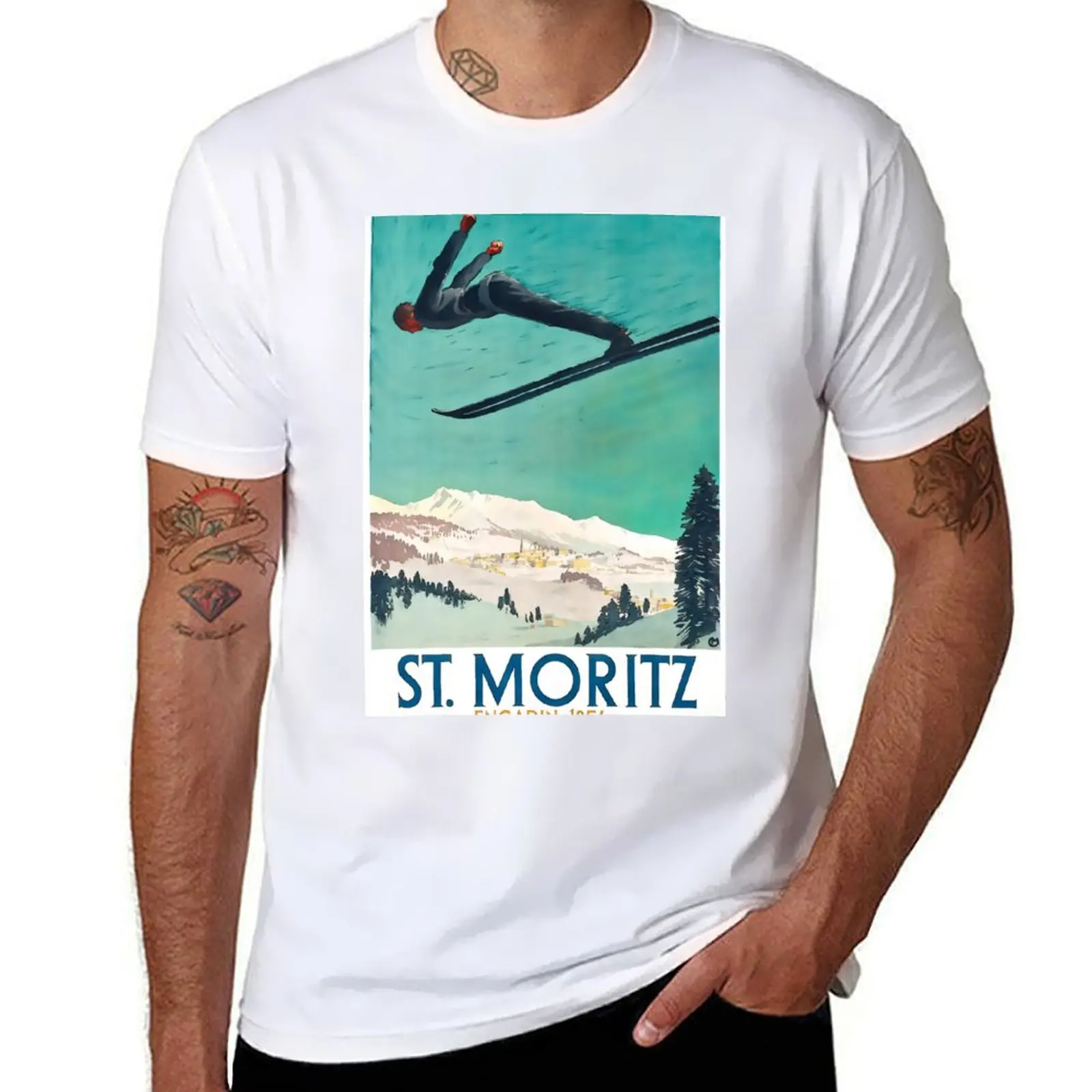 

Vintage Ski Poster Saint Moritz T-Shirt t shirt man designer man t shirts graphic funny t shirts dark humor T-shirt