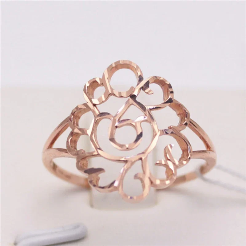 

585 purple gold geometric hollow flower type rings for women classic Plated 14K rose gold Chinese style exquisite jewelry