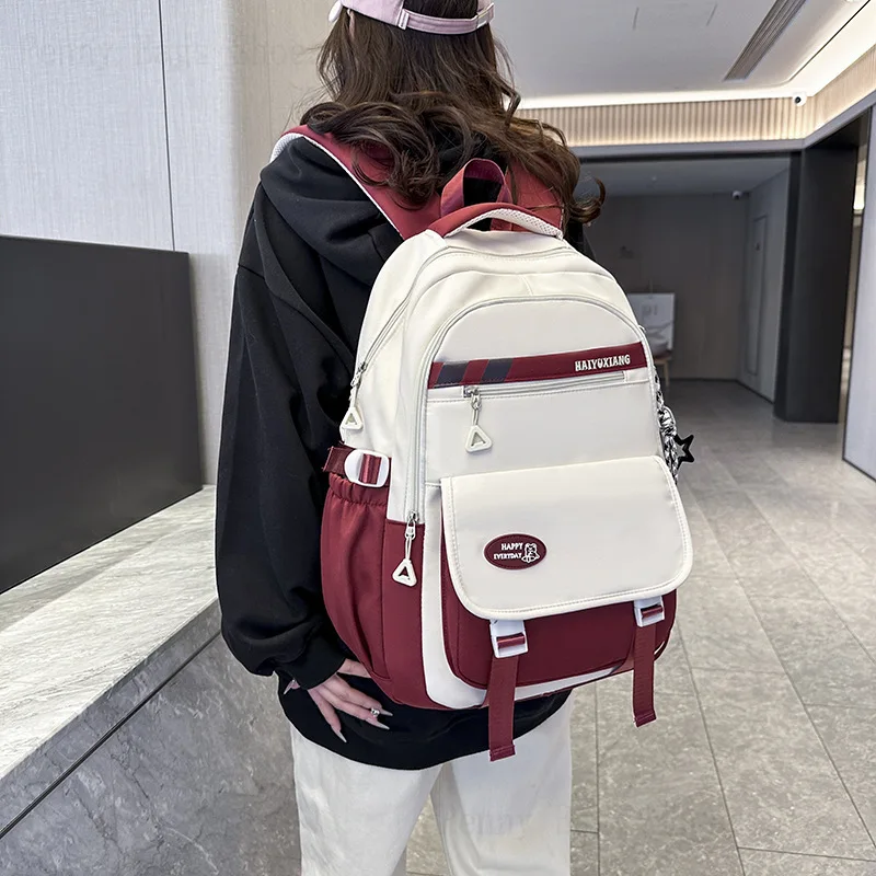 2025 New Backpack, Versatile and Burden-Reducing School Bag, Contrast Color College Boy and Girl Large Capacity Travel Backpack