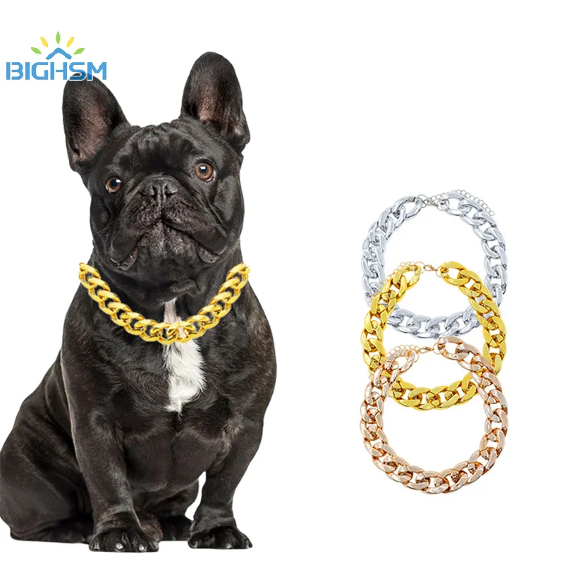 Plastic Pet Dog Bully Gold Chain SSmall Medium Large Dogs Collar Chains Pets Supplies Dog Necklace Jewelry Accessories