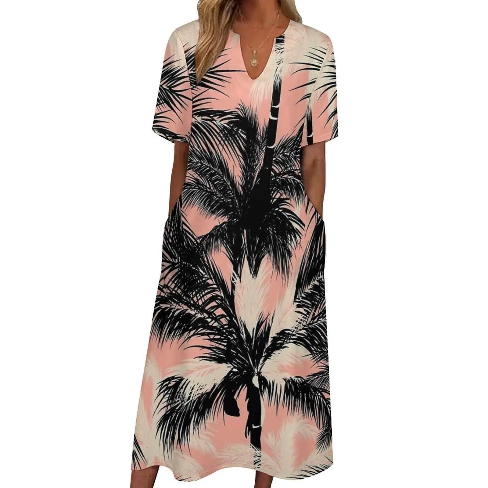 Sunset Palm Trees Art Dress Summer  Street Style Boho Beach Long Dresses Female Beach Maxi Dress Birthday Present