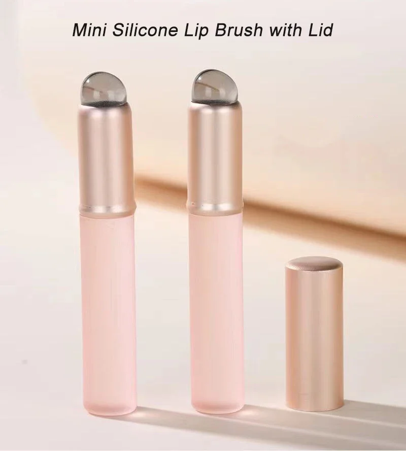 Pincel labial de silicone atualizado com capa, pincel corretivo angular, aplicação de batom, bálsamo de manchas, pincel de maquiagem labial, ferramenta cosmética